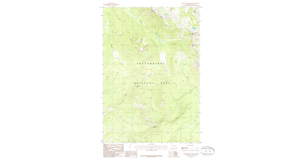 3 Rivers Logging Maps 1986 Map of Three Rivers Peak, Park County, WY — High-Res | Pastmaps