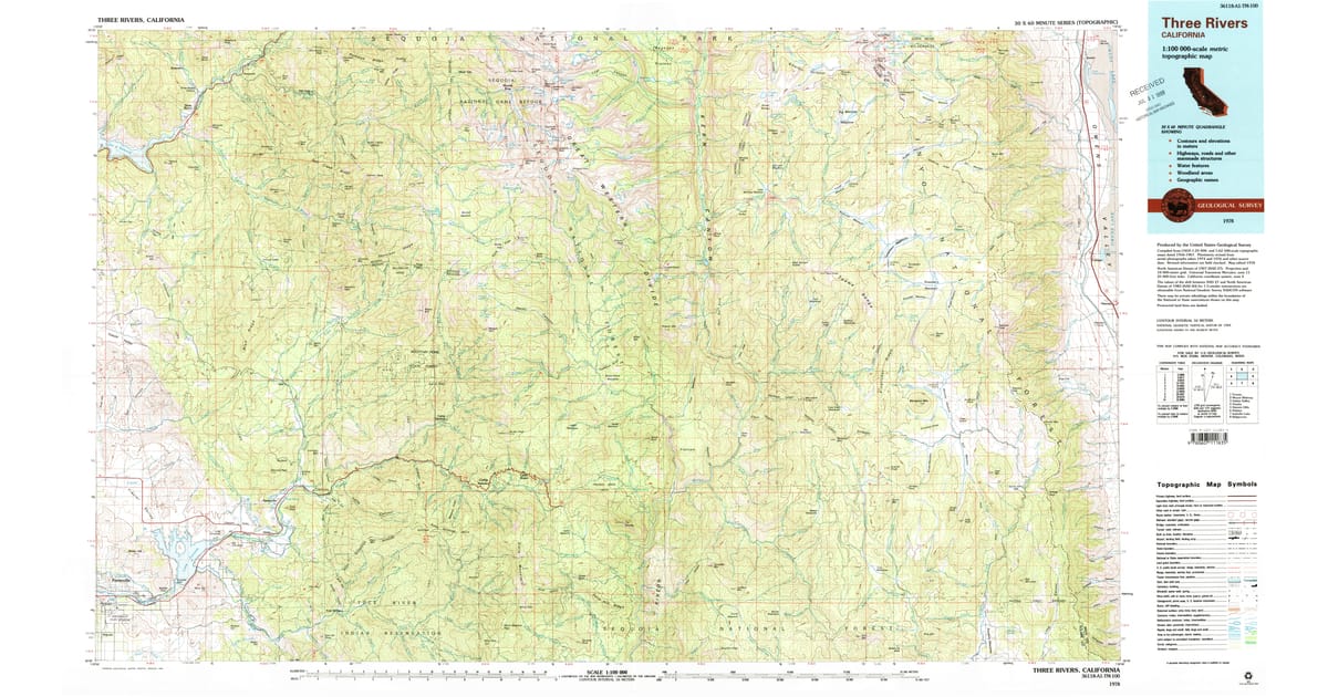Topography Three Rivers California Map 1978 Map of Three Rivers, Porterville, CA — High-Res | Pastmaps