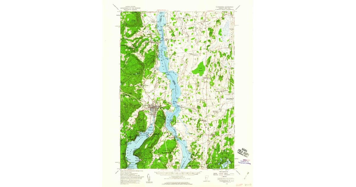 1950 Map of Ticonderoga, Addison County, VT — High-Res | Pastmaps