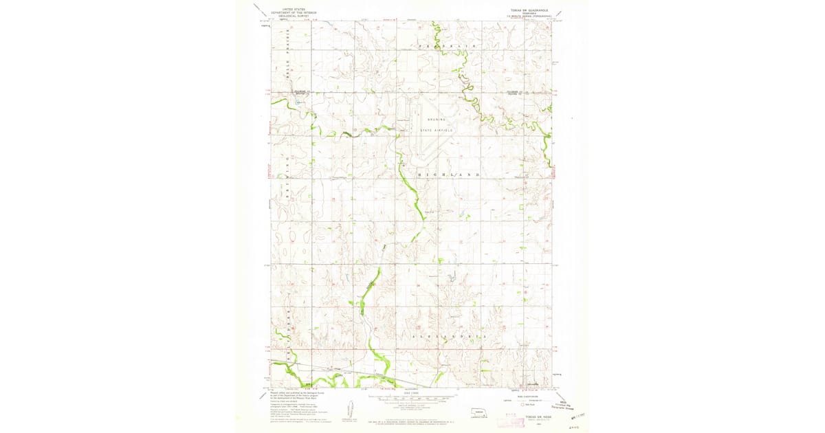 1960 Map of Tobias SW, Thayer County, NE — High-Res | Pastmaps