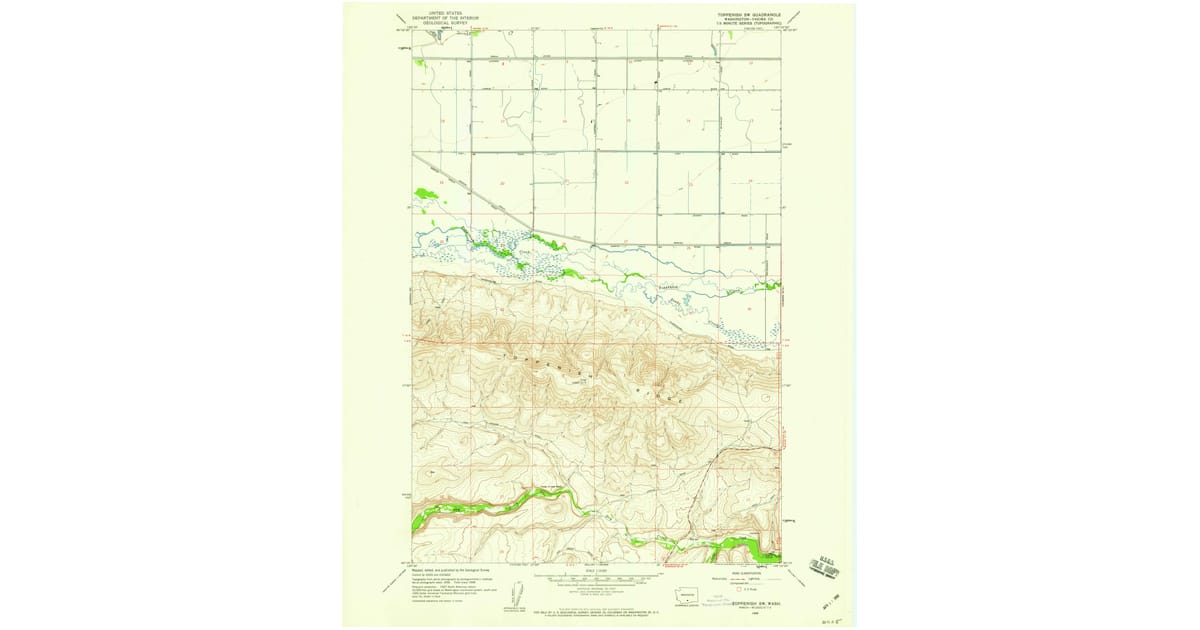 Toppenish Ridge 1958 Map of Toppenish SW, Yakima County, WA — High-Res | Pastmaps