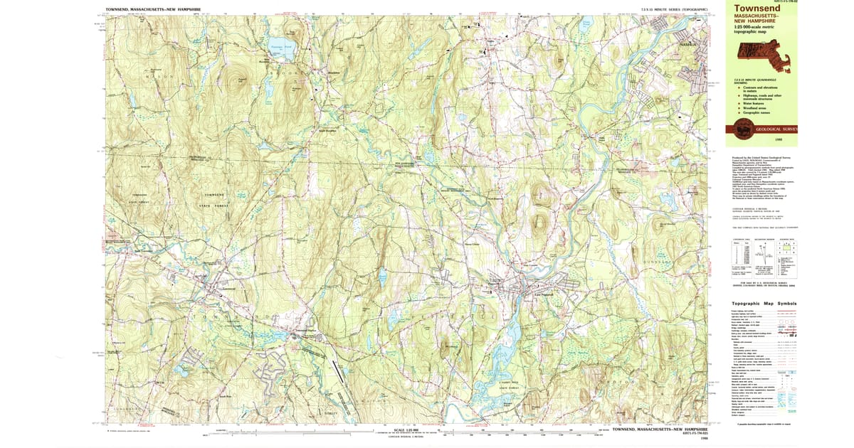 1988 Map of Townsend, Middlesex County, MA — High-Res | Pastmaps