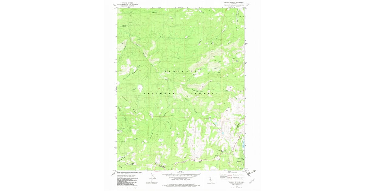 1979 Map of Tragedy Spring, El Dorado County, CA — High-Res, 1983 Print ...