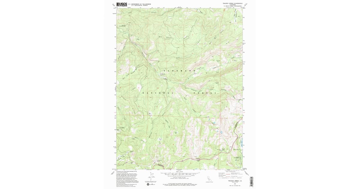 1992 Map of Tragedy Spring, El Dorado County, CA — High-Res | Pastmaps