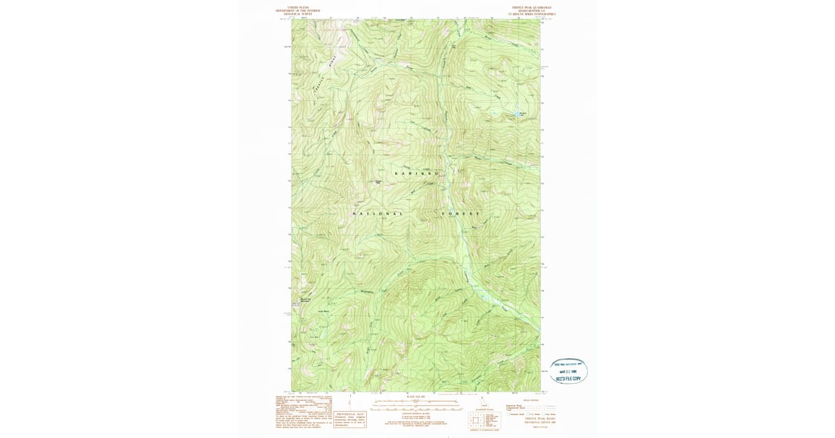1989 Map of Trestle Peak, Bonner County, ID — High-Res | Pastmaps