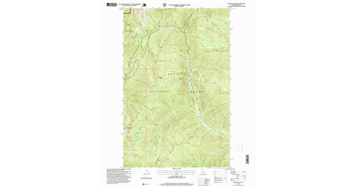 1996 Map of Trestle Peak, Bonner County, ID — High-Res | Pastmaps