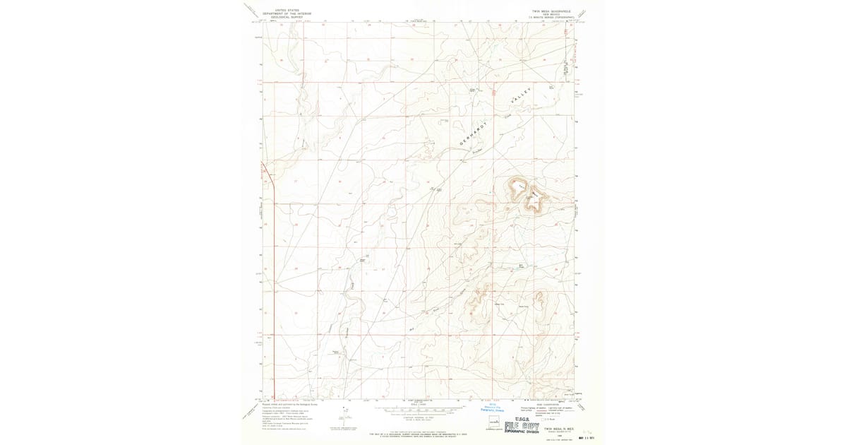 1968 Map of Twin Mesa, De Baca County, NM — High-Res | Pastmaps
