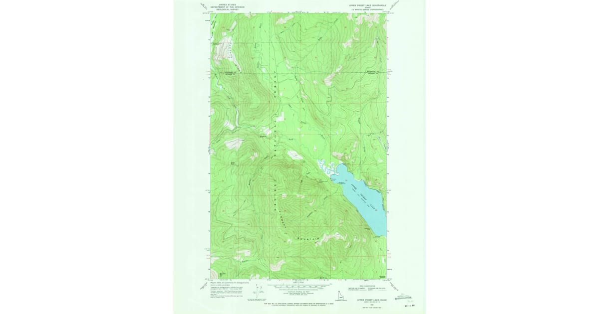1969 Map of Upper Priest Lake, Bonner County, ID — High-Res | Pastmaps