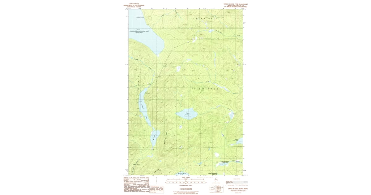 1989 Map of Upper Russell Pond, Piscataquis County, ME — High-Res ...