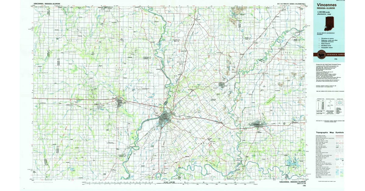 1980s Maps of Willis IN Pastmaps - Vincennes Knox County In Usgs Topo 1986 Og 1200x630 