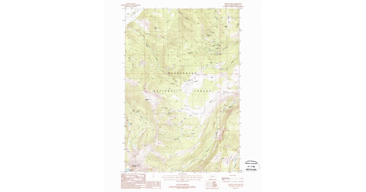 Beaverhead Spring 1988 Map of Vipond Park, Beaverhead County, MT — High-Res | Pastmaps