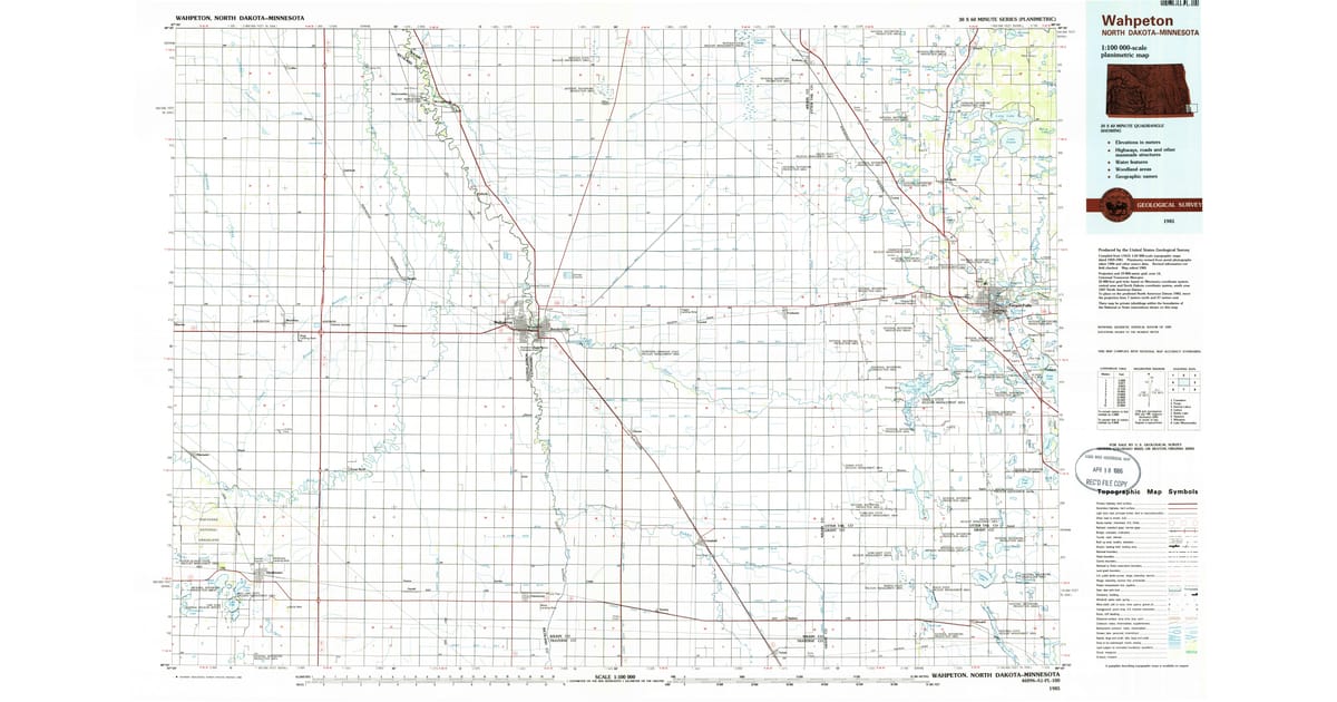 1985 Map of Wahpeton, ND — High-Res | Pastmaps
