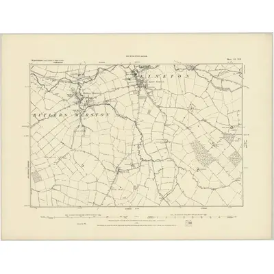 1885 Map of Warwickshire LI.NE, 1886 Print