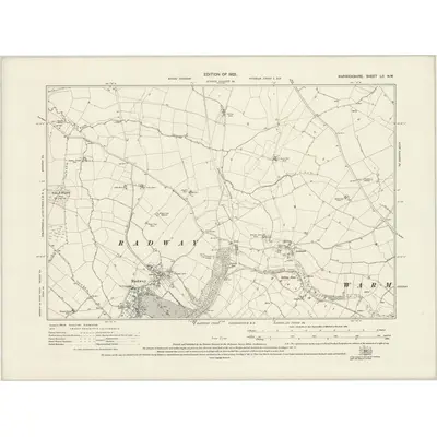 1920 Map of Warwickshire LII.NW, 1928 Print