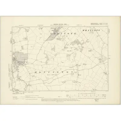 1900 Map of Warwickshire LIV.NW, 1906 Print
