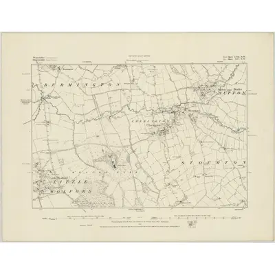 1883 Map of Warwickshire LVII.NW, 1884 Print