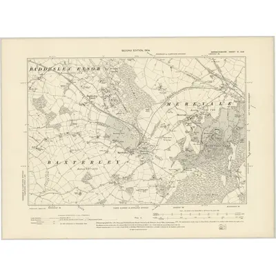 1901 Map of Warwickshire VI.SW, 1904 Print