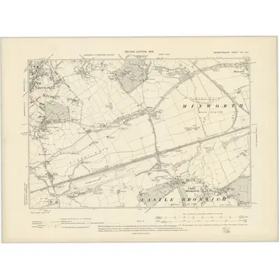 1902 Map of Warwickshire VIII.SE, 1905 Print