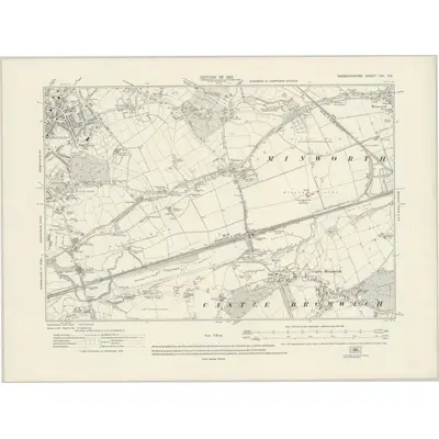 1913 Map of Warwickshire VIII.SE, 1921 Print