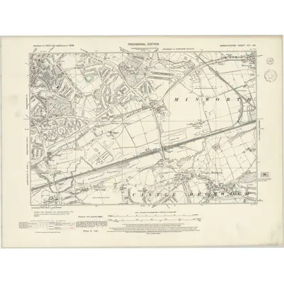 1938 Map of Warwickshire VIII.SE, 1945 Print