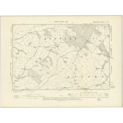 1901 Map of Warwickshire X.NW, 1904 Print