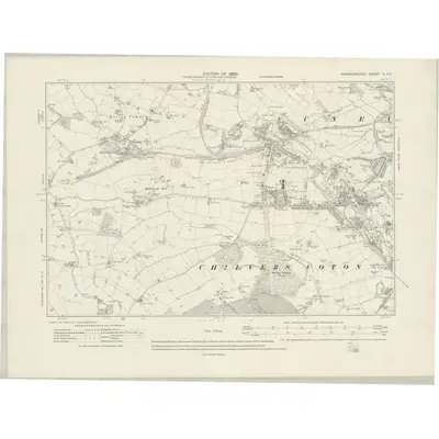 1913 Map of Warwickshire X.SE, 1920 Print