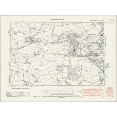 1938 Map of Warwickshire X.SE, 1947 Print