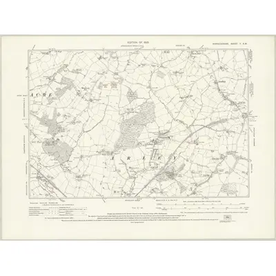 1923 Map of Warwickshire X.SW, 1925 Print