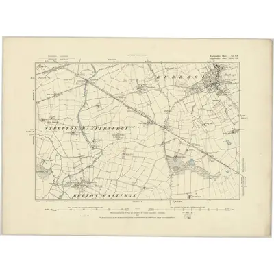 1886 Map of Warwickshire XI.SE, 1887 Print