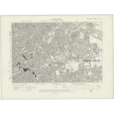 1913 Map of Warwickshire XIV.NW, 1920 Print