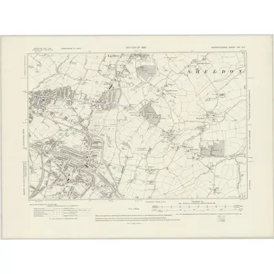 1913 Map of Warwickshire XIV.SE, 1920 Print