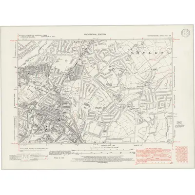 1938 Map of Warwickshire XIV.SE, 1946 Print