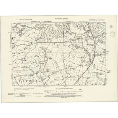1938 Map of Warwickshire XIX.SW, 1945 Print