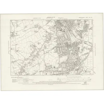1913 Map of Warwickshire XIXa.NE, 1921 Print