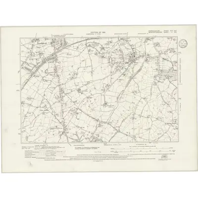 1913 Map of Warwickshire XIXa.SE, 1933 Print