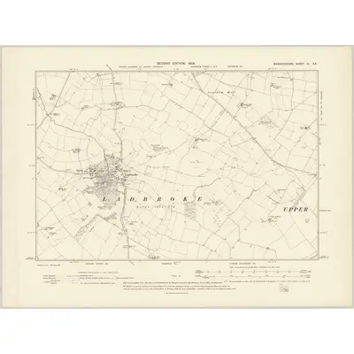 1904 Map of Warwickshire XL.SE, 1906 Print