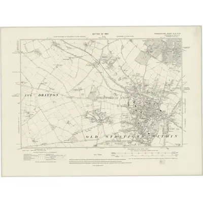 1913 Map of Warwickshire XLIV.NW, 1920 Print