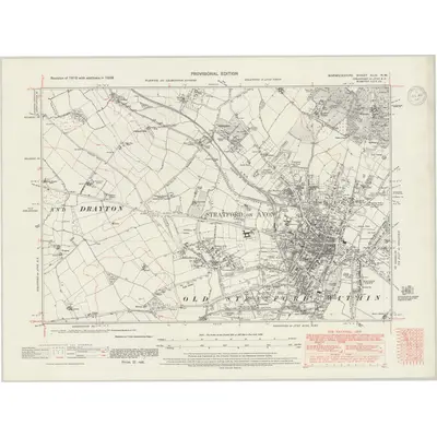 1938 Map of Warwickshire XLIV.NW, 1947 Print