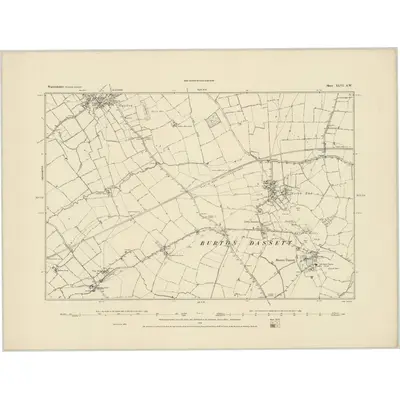 1885 Map of Warwickshire XLVI.SW, 1886 Print