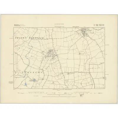 1882 Map of Warwickshire XLVII.NW, 1884 Print