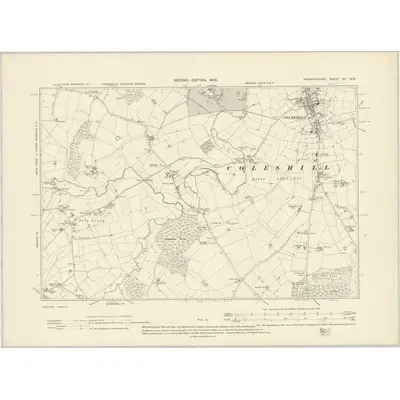 1902 Map of Warwickshire XV.NW, 1905 Print