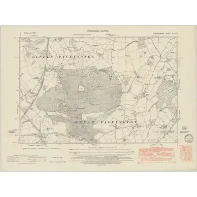 1937 Map of Warwickshire XV.SE, 1949 Print