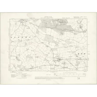 1912 Map of Warwickshire XVI.NE, 1915 Print