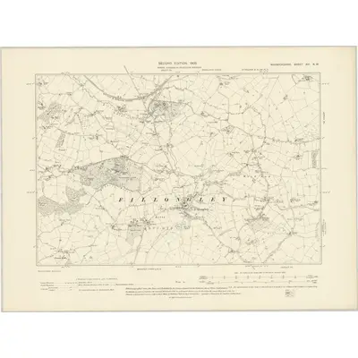 1902 Map of Warwickshire XVI.NW, 1905 Print