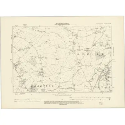 1902 Map of Warwickshire XVI.SE, 1905 Print