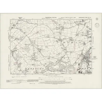 1938 Map of Warwickshire XVI.SE, 1944 Print