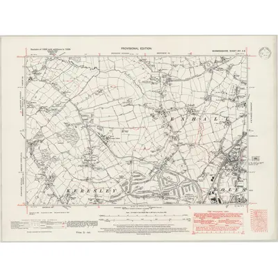 1938 Map of Warwickshire XVI.SE, 1946 Print