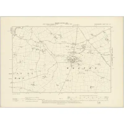 1902 Map of Warwickshire XVII.NE, 1904 Print