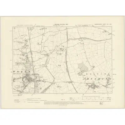 1902 Map of Warwickshire XVII.NW, 1905 Print