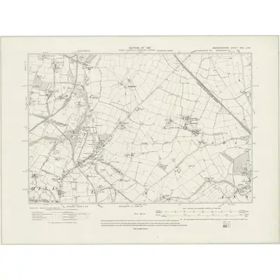 1912 Map of Warwickshire XVII.SW, 1919 Print